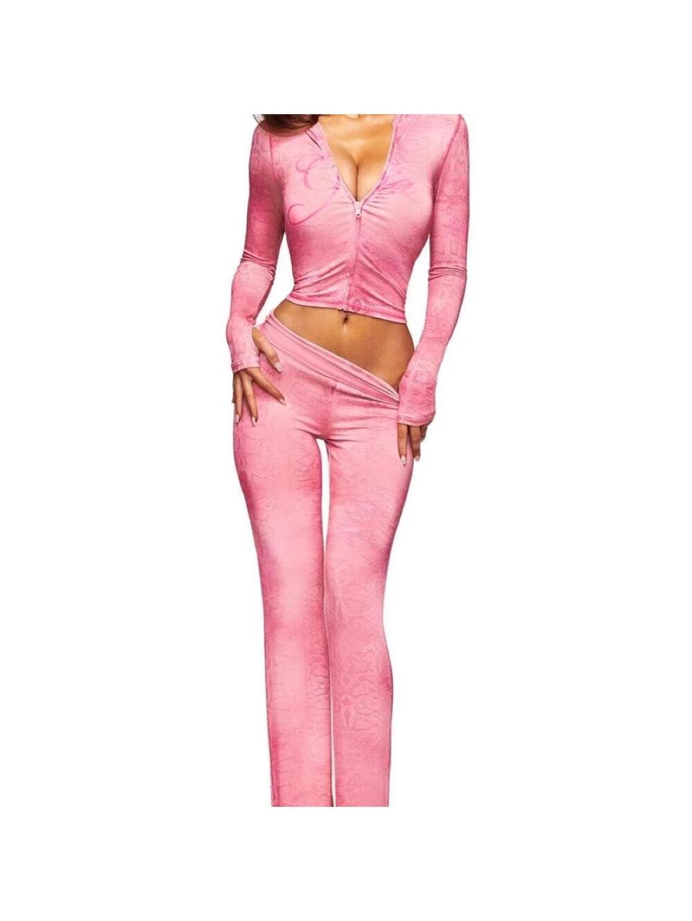 I.AM.GIA light serpent Pink Blare Hoodie and pants with subtle textured pattern